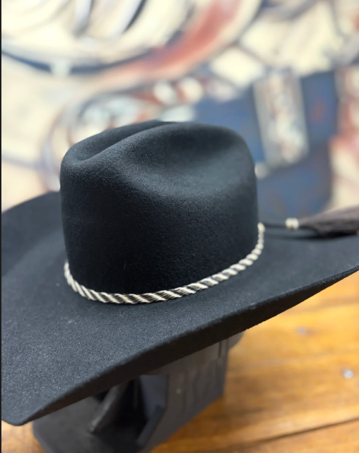 Hat Band - Horsehair with Tassels 3/8 - Black/White