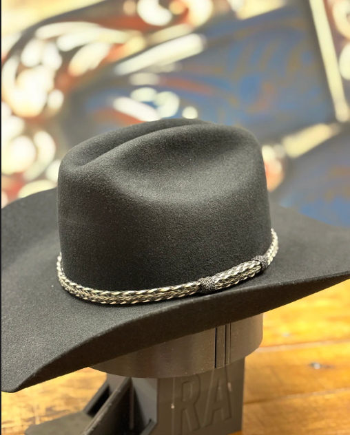 Hat Band - Horsehair No Tassels 3/8 - White/Black