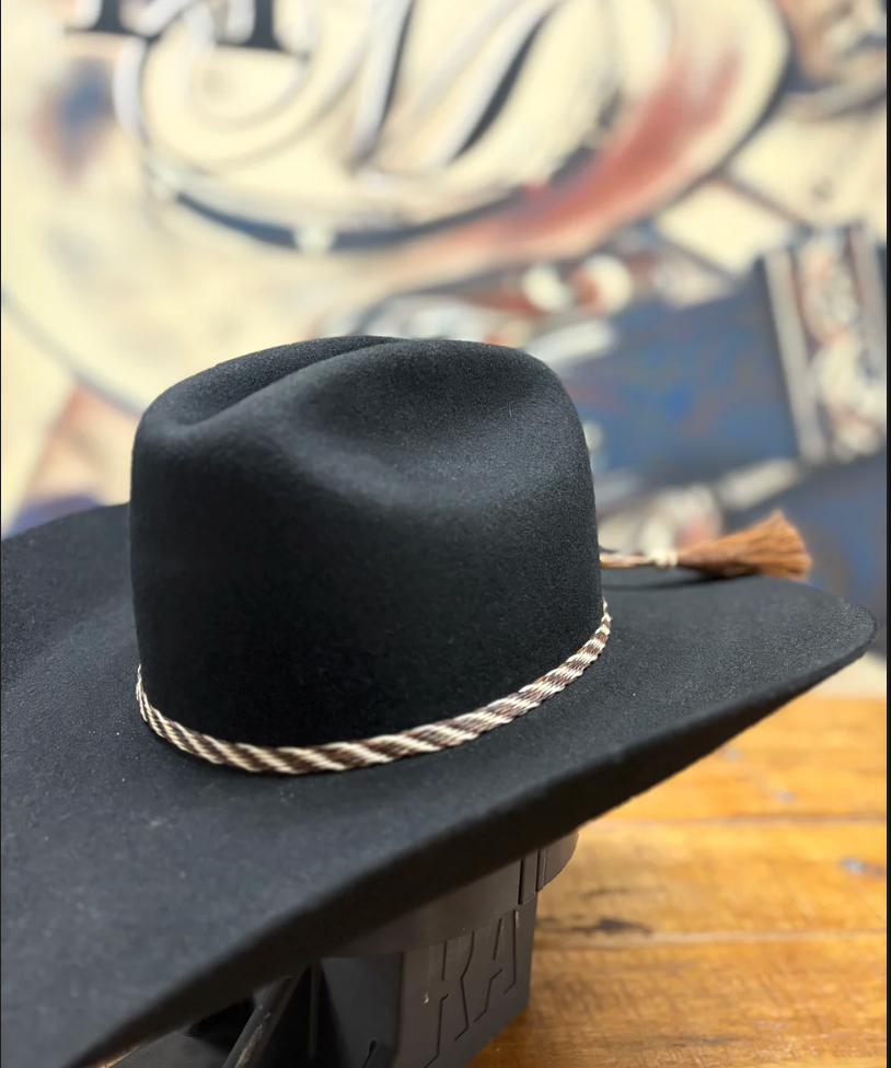 Hat Band - Horsehair with Tassels 3/8 -Brown/White