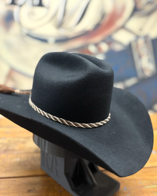 Hat Band - Horsehair with Tassels 3/8 -Brown/White