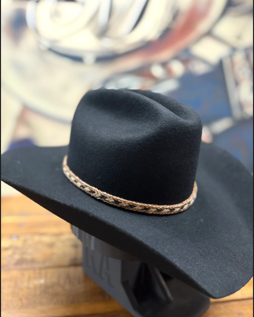 Hat Band - Horsehair with Tassels - Brown/Black/White