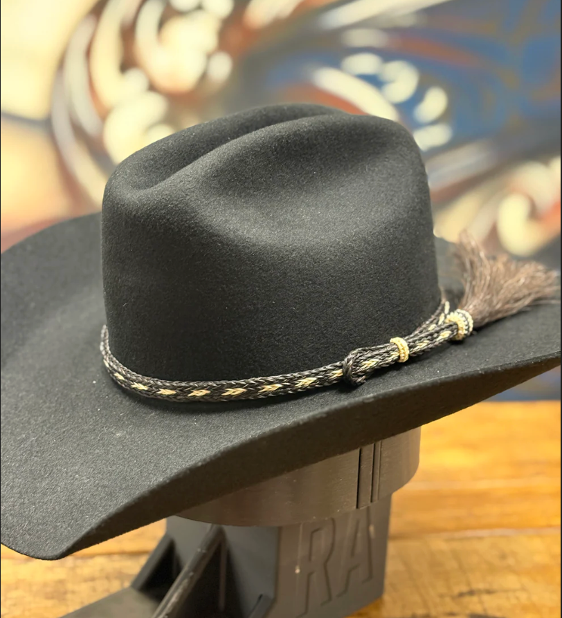 Hat Band - Horsehair with Tassels - Black/White
