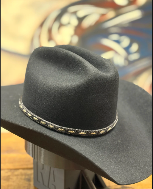 Hat Band - Horsehair with Tassels - Black/White