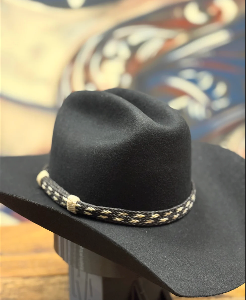 Hat Band - Horsehair No Tassels - Black/White
