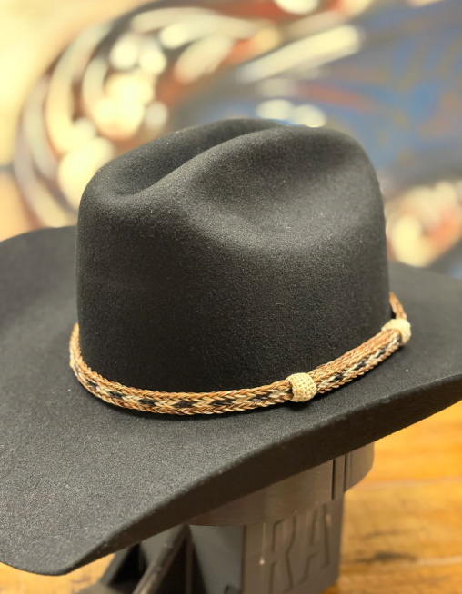 Hat Band - Horsehair No Tassels 3/8 - Brown/Black/White