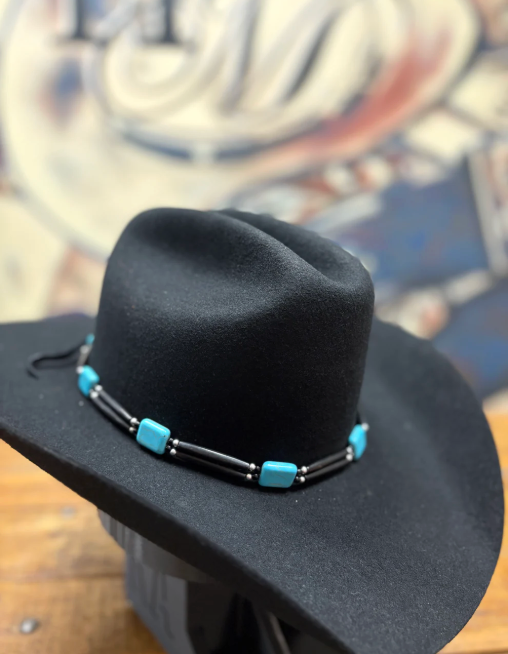 Hat Band - Bone/Horn - Teal Black