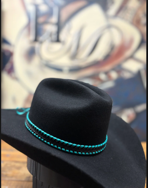 Hat Band - Leather Woven - Teal