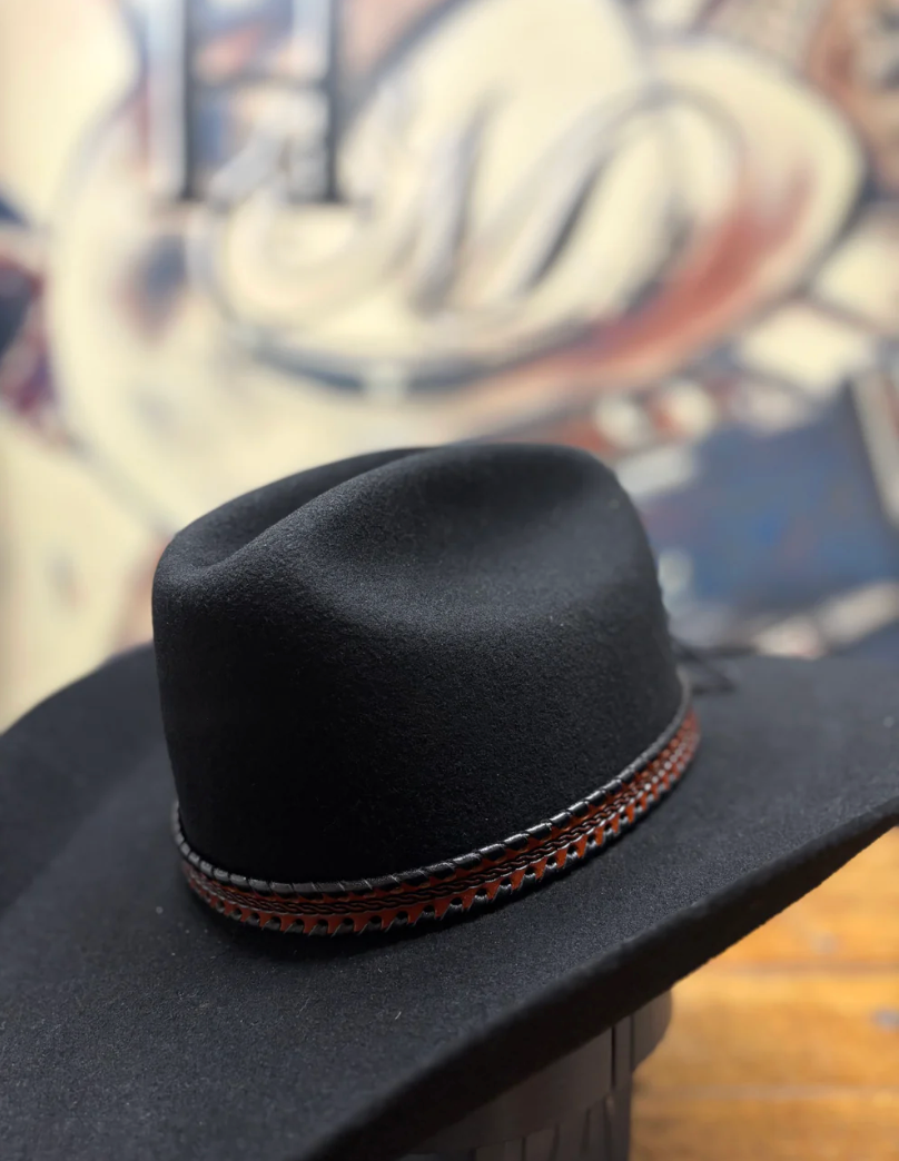 Hat Band - Leather Woven - Black/Brown