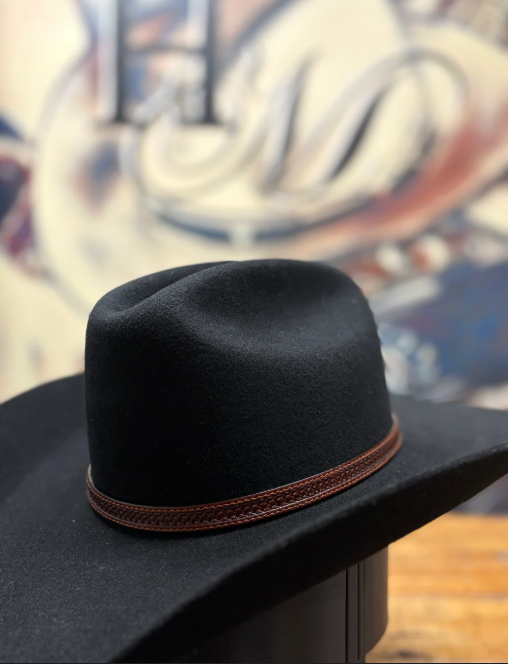 Hat Band - Leather - Weave 1/2 w Buckle - Brown