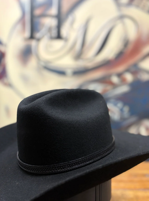 Hat Band - Leather - Weave 1/2 w Buckle - Black