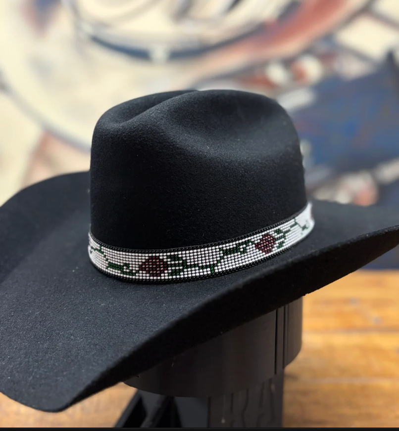 Hat Band - 7/8" Beaded - Rose