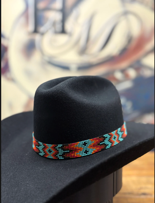 Hat Band - 7/8" Beaded - Blue/Red/Black