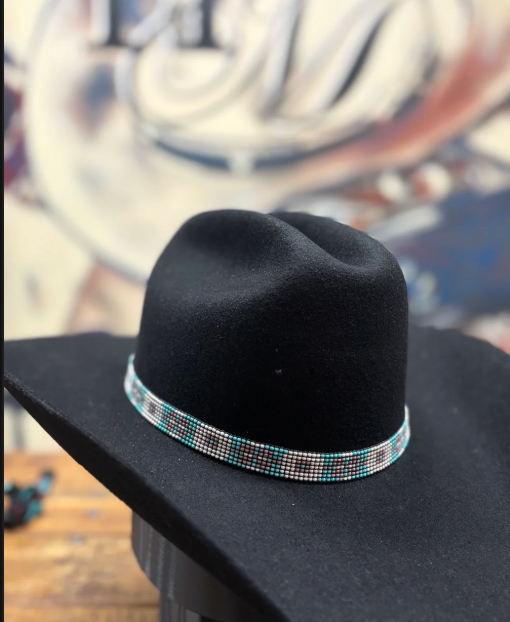 Hat Band - 5/8" Beaded - Blue/Pink/White