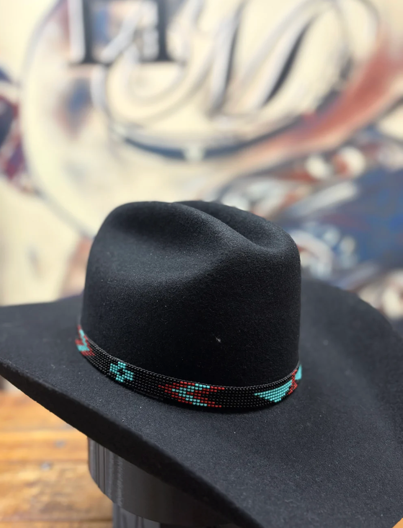 Hat Band - 5/8" Beaded - Black/Red/Blue