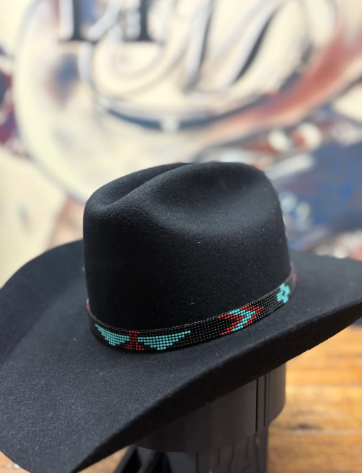 Hat Band - 5/8" Beaded - Black/Red/Blue